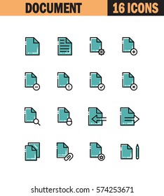 Document flat icon set. Collection of high quality outline symbols for web design, mobile app. Paper vector thin line icons or logo.