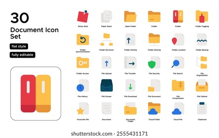 Document Flat Icon Set: Papers, Reports, and Digital Files Icons