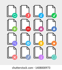 Document flat icons. Electronic documents icons. Paper icons.