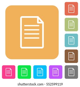 Document flat icons on rounded square vivid color backgrounds.