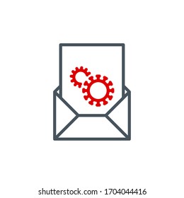 document flat paper single line icon isolated on white background. Perfect outline symbol Coronavirus Covid 19 pandemic banner. Quality design element information with editable Stroke