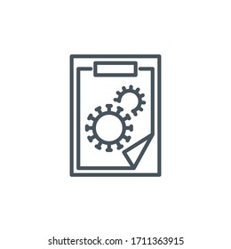 document flat paper single line icon isolated on white background. Perfect outline symbol Coronavirus Covid 19 pandemic banner. Quality design element information with editable Stroke
