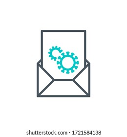 document flat paper single line icon isolated on white background. Perfect outline symbol Coronavirus Covid 19 pandemic banner. Quality design element information with editable Stroke