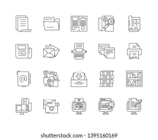 Document flow line icons, signs, vector set, outline illustration concept 