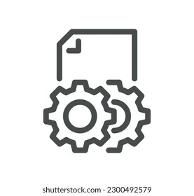 Dokumentfluss-Management-bezogene Symbol-Umriss und lineare Vektorgrafik.