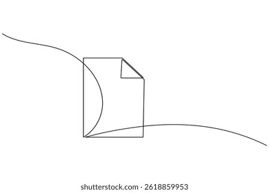 Document with folded corner continuous one line drawing