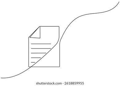 Document with folded corner continuous one line drawing