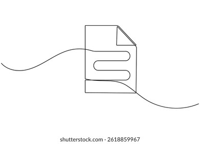 Document with folded corner continuous one line drawing