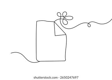 Document with folded corner one line drawing minimalist style isolated outline vector illustration