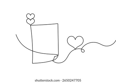 Document with folded corner one line drawing minimalist style isolated outline vector illustration