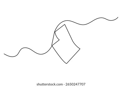 Document with folded corner one line drawing minimalist style isolated outline vector illustration