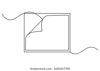 Document with folded corner one line drawing minimalist style isolated outline vector illustration