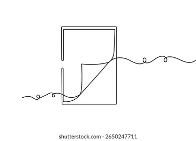 Document with folded corner one line drawing minimalist style isolated outline vector illustration