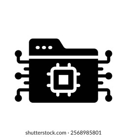 A document folder with AI nodes, concept icon of document management