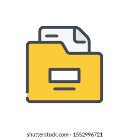 Document folder color line icon. Folder with files vector outline colorful sign.