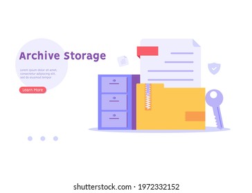 Document Folder. Concept Of Document Archive, Data Storage, Safe Storage, File Archiving And Organization, Digital Database. Vector Illustration In Flat Design