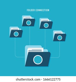 document folder connection icon flat design