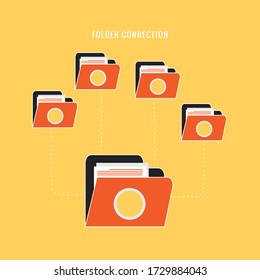 document folder connection icon flat design