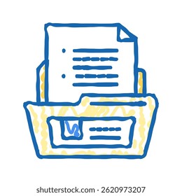 document folder doodle icon sketch vector. document folder sign. isolated symbol illustration