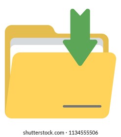 
A document folder with downwards sign symbolic of file downloading
