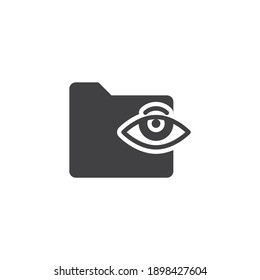 Document folder with eye vector icon. filled flat sign for mobile concept and web design. Private file folder glyph icon. Symbol, logo illustration. Vector graphics