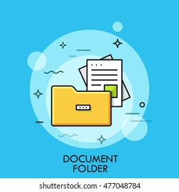 Document folder, flat design thin line banner, usage for e-mail newsletters, web templates, headers, blog posts, print and more