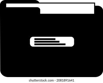 Document folder icon, black silhouette. Highlighted on a white background. Vector illustration. A series of business icons.