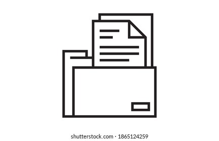 Document folder icon, line style vector image.