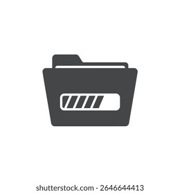 Document Folder Icon with Progress Bar Indicating Data Processing Uploading