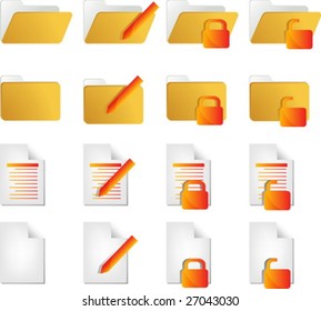 Document folder icon set, with different statuses