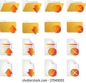Document folder icon set, with different operations