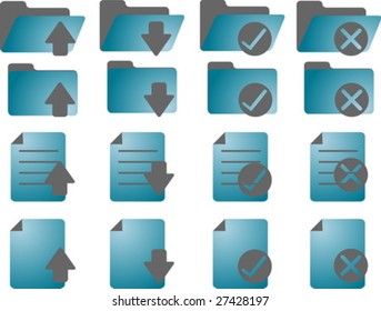 Document folder icon set, with different statuses