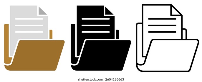 document folder icon, simple flat style, illustration, logo sign symbol pictogram template, for ui or ux isolated on white for mobile app, editable