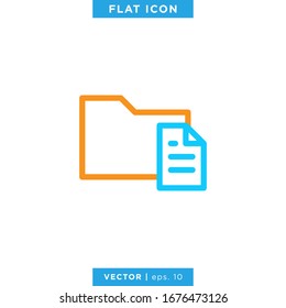 Document Folder Icon Vector Design Template. Editable Stroke.