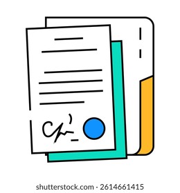 document folder line icon vector. document folder sign. isolated symbol illustration