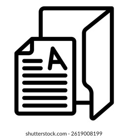 Document folder line icon, windows pack concept. Vector graphics. Folder with page sheet, paper document sign on white background, style mobile or design