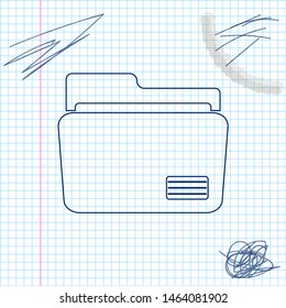 Document folder line sketch icon isolated on white background. Accounting binder symbol. Bookkeeping management. Vector Illustration