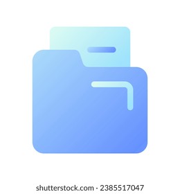 Document in folder pixel perfect flat gradient two-color ui icon. Digitization of paperwork. Simple filled pictogram. GUI, UX design for mobile application. Vector isolated RGB illustration