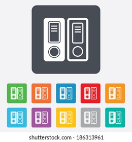 Document folder sign. Accounting binder symbol. Bookkeeping management. Rounded squares 11 buttons. Vector