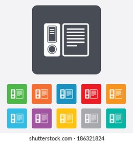 Document folder sign. Accounting binder symbol. Bookkeeping management. Rounded squares 11 buttons. Vector