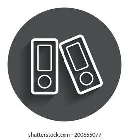 Document folder sign. Accounting binder symbol. Bookkeeping management. Circle flat button with shadow. Modern UI website navigation. Vector