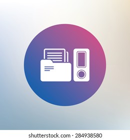 Document folder sign. Accounting binder symbol. Bookkeeping management. Icon on blurred background. Vector