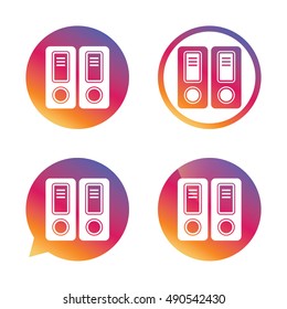 Document folder sign. Accounting binder symbol. Bookkeeping management. Gradient buttons with flat icon. Speech bubble sign. Vector