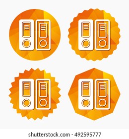 Document folder sign. Accounting binder symbol. Bookkeeping management. Triangular low poly buttons with flat icon. Vector