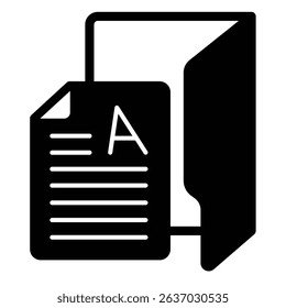 Document folder solid icon, windows pack concept. Vector graphics. Folder with page sheet, paper document sign on white background, style mobile or design