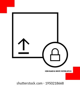 document or folder upload security lock icon. Editable, pixel perfect line icons