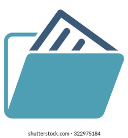 Document Folder vector icon. Style is bicolor flat symbol, cyan and blue colors, rounded angles, white background.