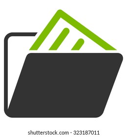 Document Folder vector icon. Style is bicolor flat symbol, eco green and gray colors, rounded angles, white background.