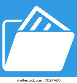 Document Folder vector icon. Style is flat symbol, white color, rounded angles, blue background.