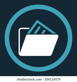 Document Folder vector icon. Style is bicolor flat rounded symbol, blue and white colors, rounded angles, dark blue background.